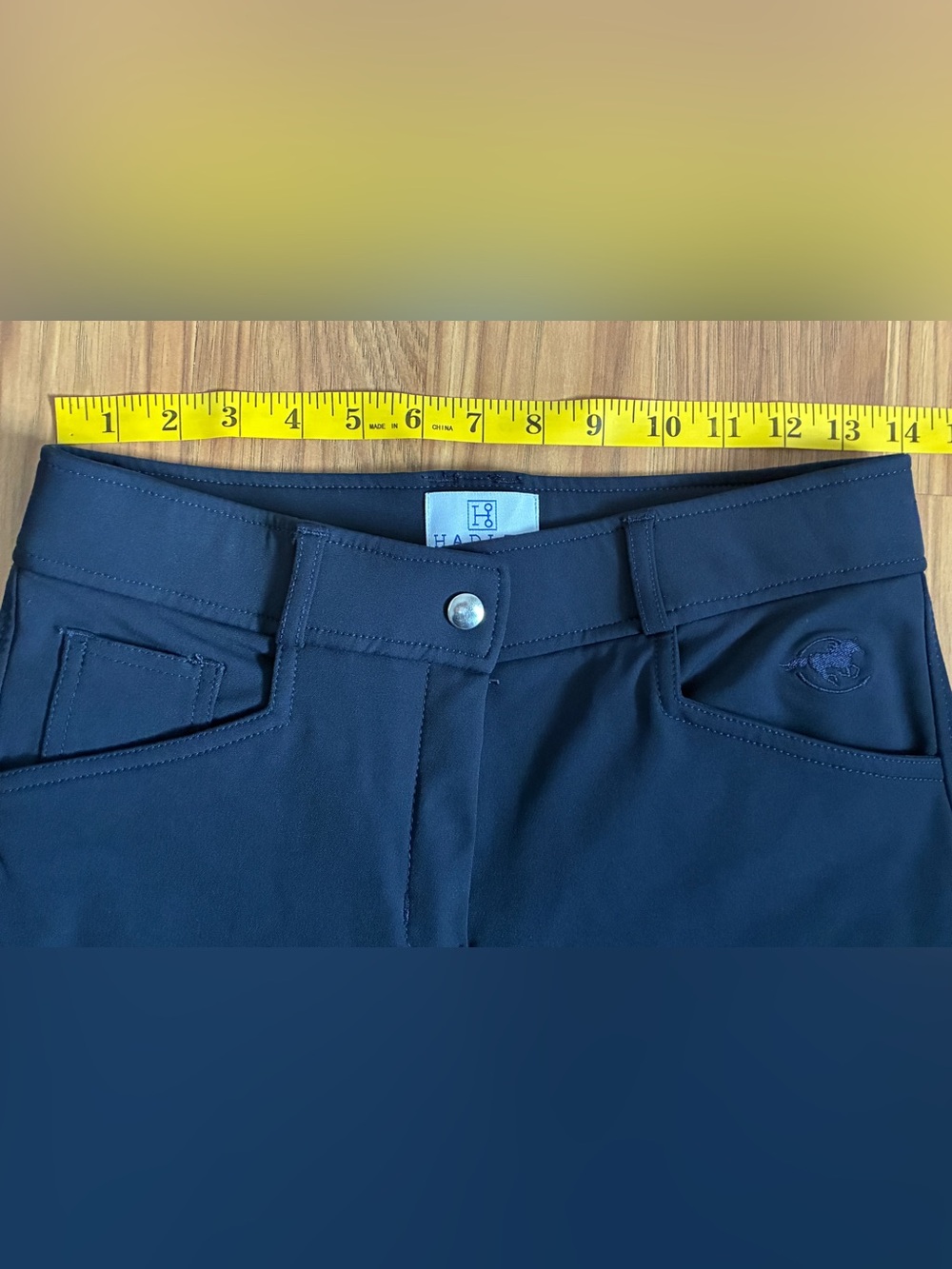SmartPak Hadley Mid-Rise Knee Patch Breeches - Navy Blue, Size 28 R - Picture 4 of 8